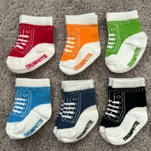 Trumpette Infant Baby Socks Sneakers Set Red Orange Green Blue Black Shoes 0-12m